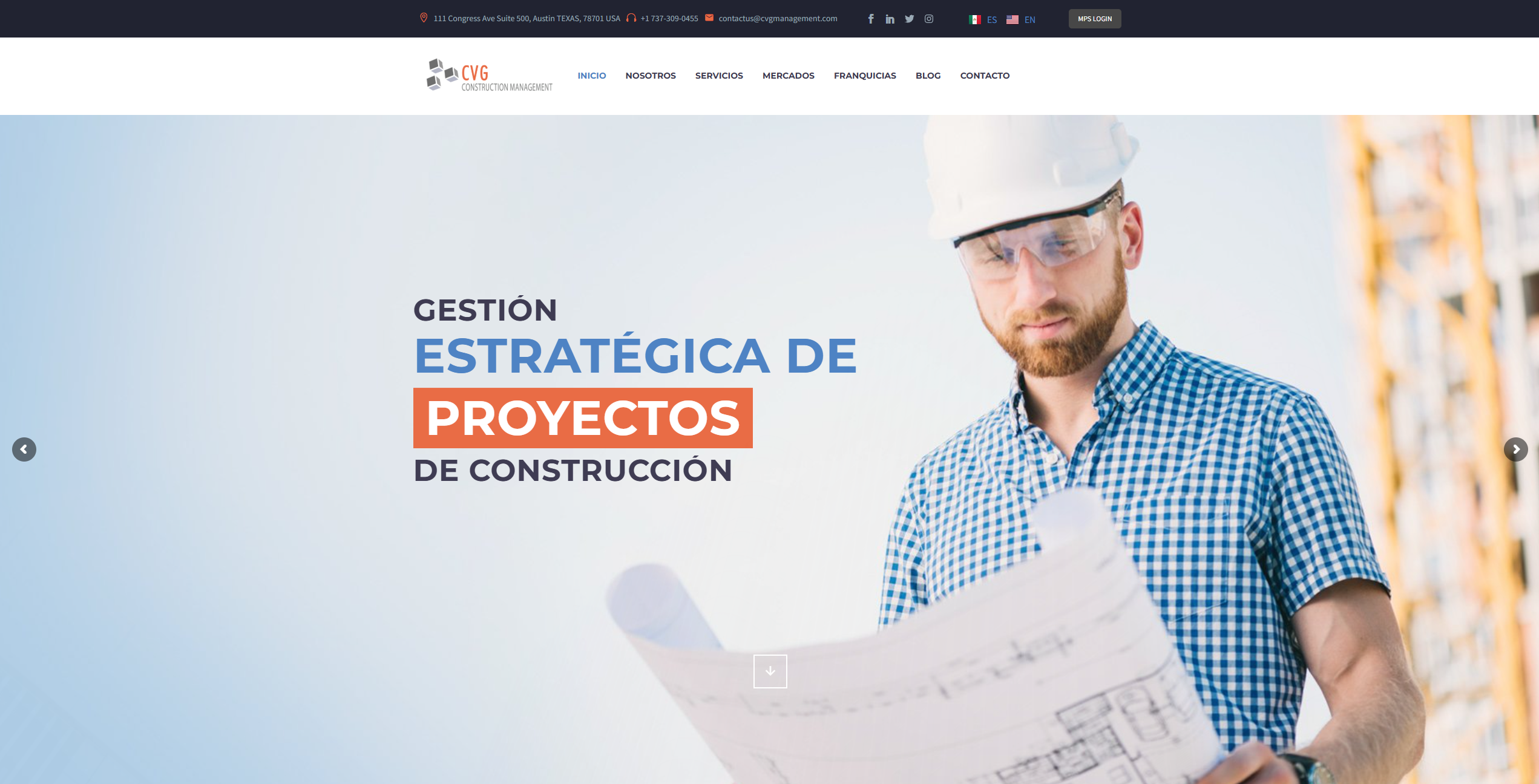 Captura del sitio de CVG MANAGEMENT